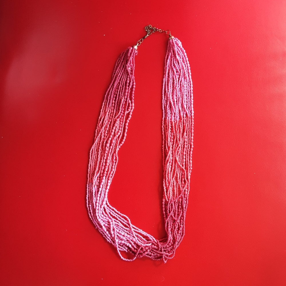 Pink Plum Orange Bead Ombre Necklace